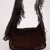 Limited Edition Bottega Veneta 2003 Intrecciato Suede Fringe Boho Hobo