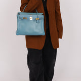Hermès 2005 Bleu Jean Epsom Retourne Kelly 32 GHW