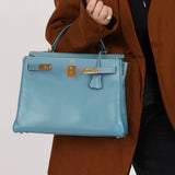 Hermès 2005 Bleu Jean Epsom Retourne Kelly 32 GHW