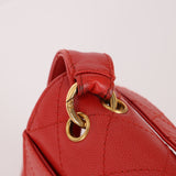 Rare Chanel 1997 Red Caviar Single Small Flap Shoulder Bag