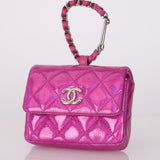 Chanel 24C Iridescent Patent Quilted Carabiner Card Holder