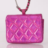 Chanel 24C Iridescent Patent Quilted Carabiner Card Holder