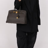 Hermès 2011 Gris Etain Clemence Retourne Birkin 35 GHW