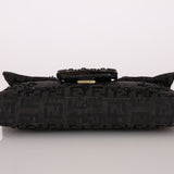 Ultra-Rare Fendi Zucchino Black Floral Beaded, Lizard, & Crystal Mini Baguette