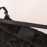Ultra-Rare Fendi Zucchino Black Floral Beaded, Lizard, & Crystal Mini Baguette
