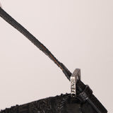 Ultra-Rare Fendi Zucchino Black Floral Beaded, Lizard, & Crystal Mini Baguette