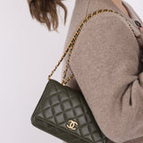 Chanel 2022 Lambskin Olive Top Handle Wallet on Chain