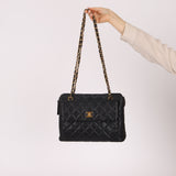 Chanel 1996 Caviar Turnlock Pocket Zip Chain Tote 24K GP