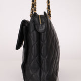 Chanel 1996 Caviar Turnlock Pocket Zip Chain Tote 24K GP