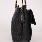 Chanel 1996 Caviar Turnlock Pocket Zip Chain Tote 24K GP