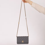 Chanel 2022 Camellia Turnlock Caviar Wallet on Chain