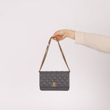 Chanel 2022 Camellia Turnlock Caviar Wallet on Chain