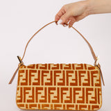 Vintage Fendi Mustard Velvet Zucca Baguette