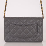 Chanel 2022 Camellia Turnlock Caviar Wallet on Chain
