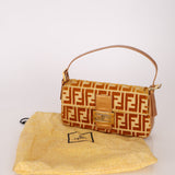 Vintage Fendi Mustard Velvet Zucca Baguette