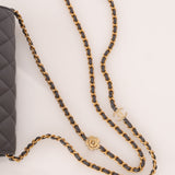 Chanel 2022 Camellia Turnlock Caviar Wallet on Chain