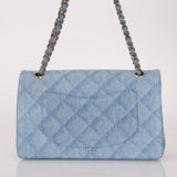 Chanel 2022 Quilted Trompe L'oeil Denim Small Classic Flap GHW
