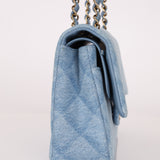 Chanel 2022 Quilted Trompe L'oeil Denim Small Classic Flap GHW