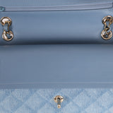 Chanel 2022 Quilted Trompe L'oeil Denim Small Classic Flap GHW