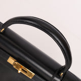 Hermès 1986 Noir Box Kelly 28 Sellier GHW