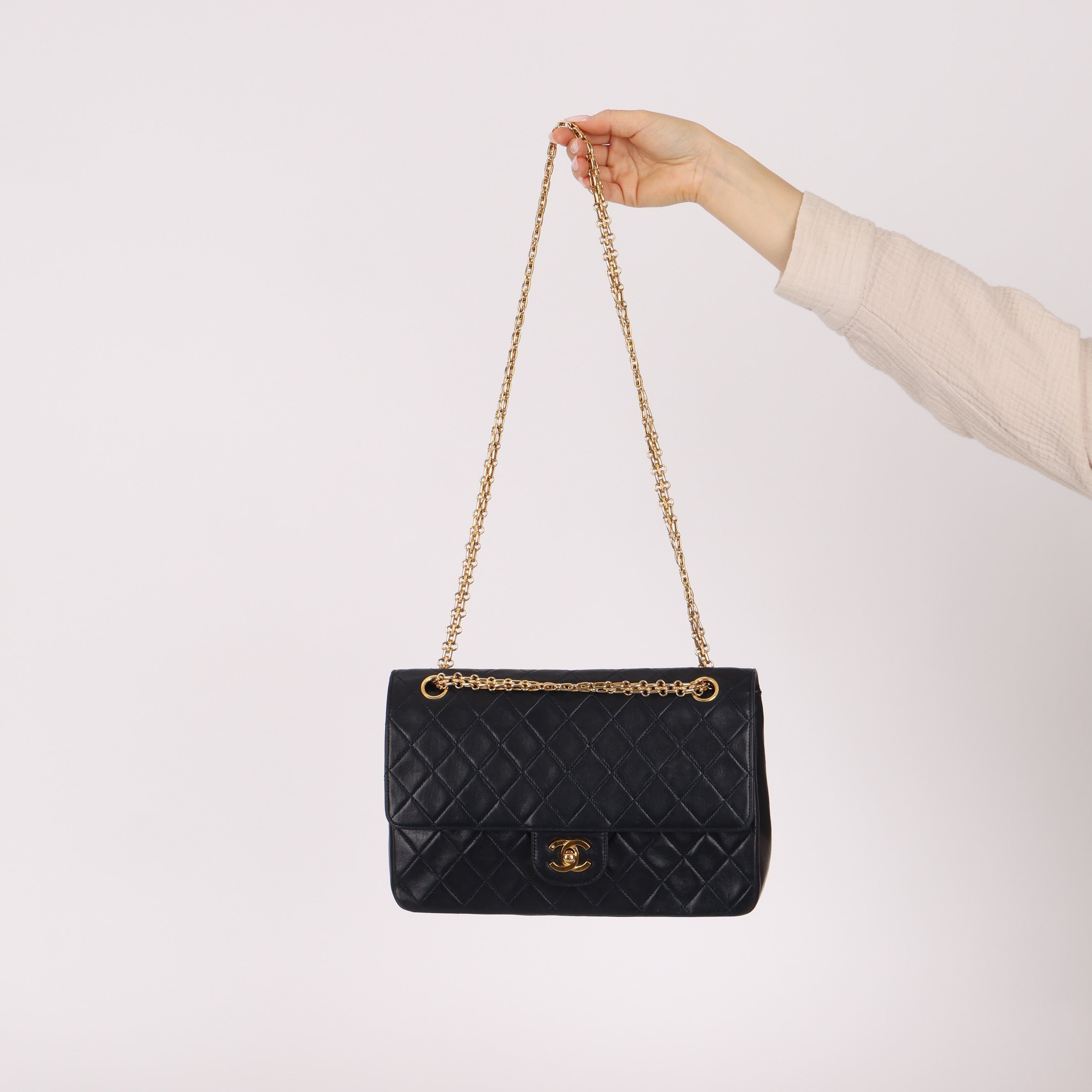 Chanel 1989 Mademoiselle Chain Lambskin Small Flap Bag 24K GP