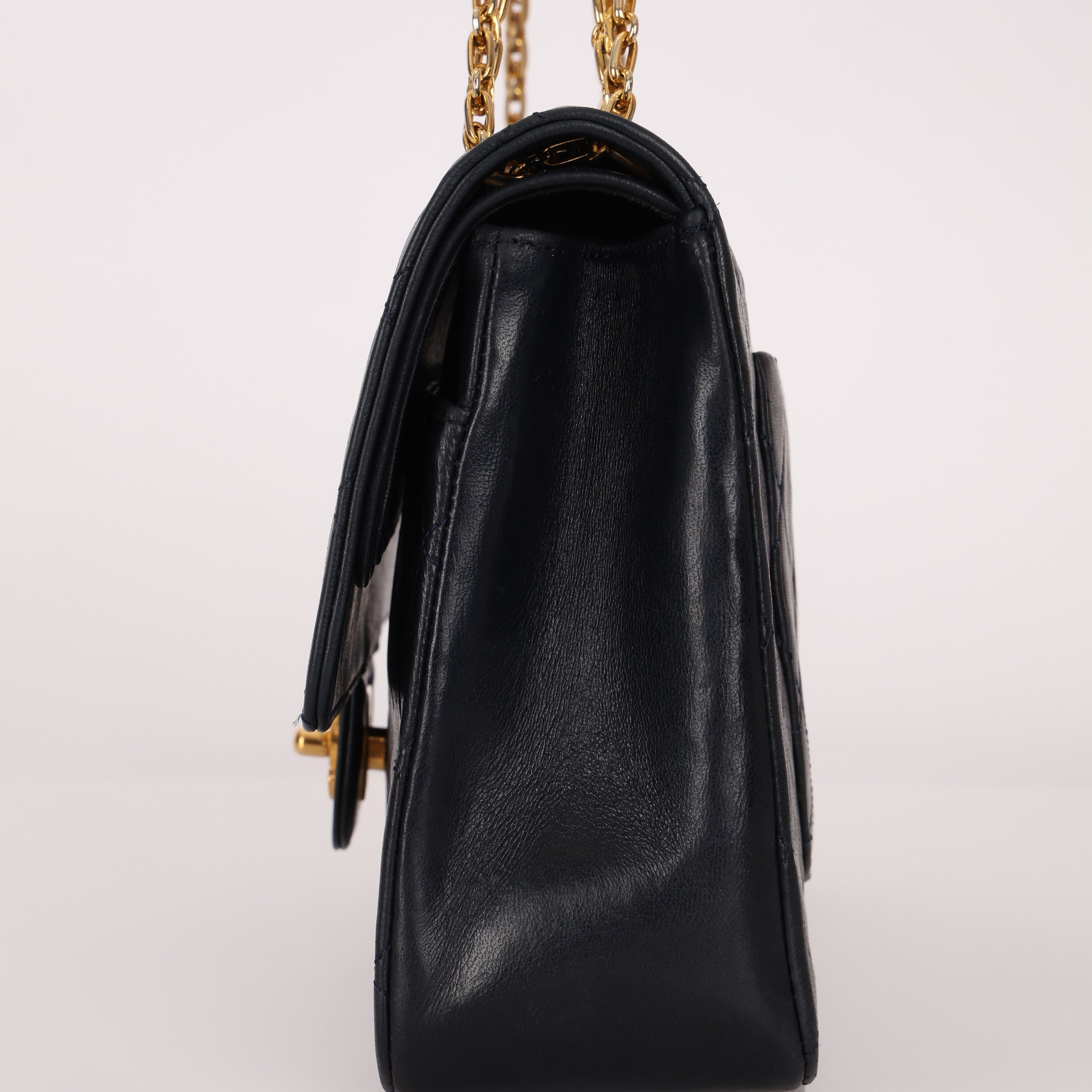 Chanel 1989 Mademoiselle Chain Lambskin Small Flap Bag 24K GP