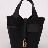 Hermès 2022 Noir Toile Goeland Swift Cargo Picotin Lock 18 GHW