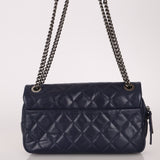 Chanel 2015 Navy Crinkled Calfskin Classic Medium Easy Flap Bag