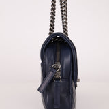 Chanel 2015 Navy Crinkled Calfskin Classic Medium Easy Flap Bag