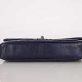 Chanel 2015 Navy Crinkled Calfskin Classic Medium Easy Flap Bag