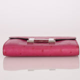 Hermès 2018 Rose Pourpre Ostrich Constance Short Wallet PHW with Chain