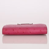 Hermès 2018 Rose Pourpre Ostrich Constance Short Wallet PHW with Chain