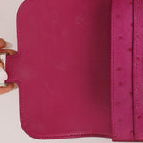 Hermès 2018 Rose Pourpre Ostrich Constance Short Wallet PHW with Chain