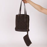 Louis Vuitton Monogram Mini Lin Bucket Bag with Pochette