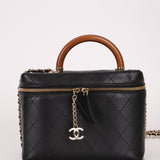 Limited Edition Chanel 2018 Black Lambskin Knock On Wood Large Vanity Case