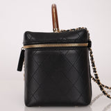 Limited Edition Chanel 2018 Black Lambskin Knock On Wood Large Vanity Case