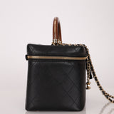 Limited Edition Chanel 2018 Black Lambskin Knock On Wood Large Vanity Case