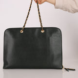 Chanel 1996 Dark Green Caviar Timeless Chain Tote 24K GP