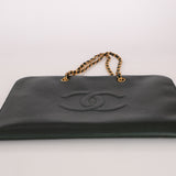 Chanel 1996 Dark Green Caviar Timeless Chain Tote 24K GP