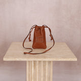 Celine Drawstring Triomphe Leather Pouch Crossbody