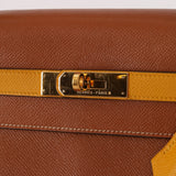 Limited Edition Hermès 1991 Gold and Jaune Ambre Courchevel Kelly 32 Retourne GHW