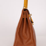 Limited Edition Hermès 1991 Gold and Jaune Ambre Courchevel Kelly 32 Retourne GHW