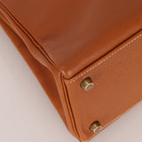 Limited Edition Hermès 1991 Gold and Jaune Ambre Courchevel Kelly 32 Retourne GHW