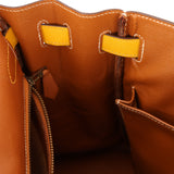 Limited Edition Hermès 1991 Gold and Jaune Ambre Courchevel Kelly 32 Retourne GHW