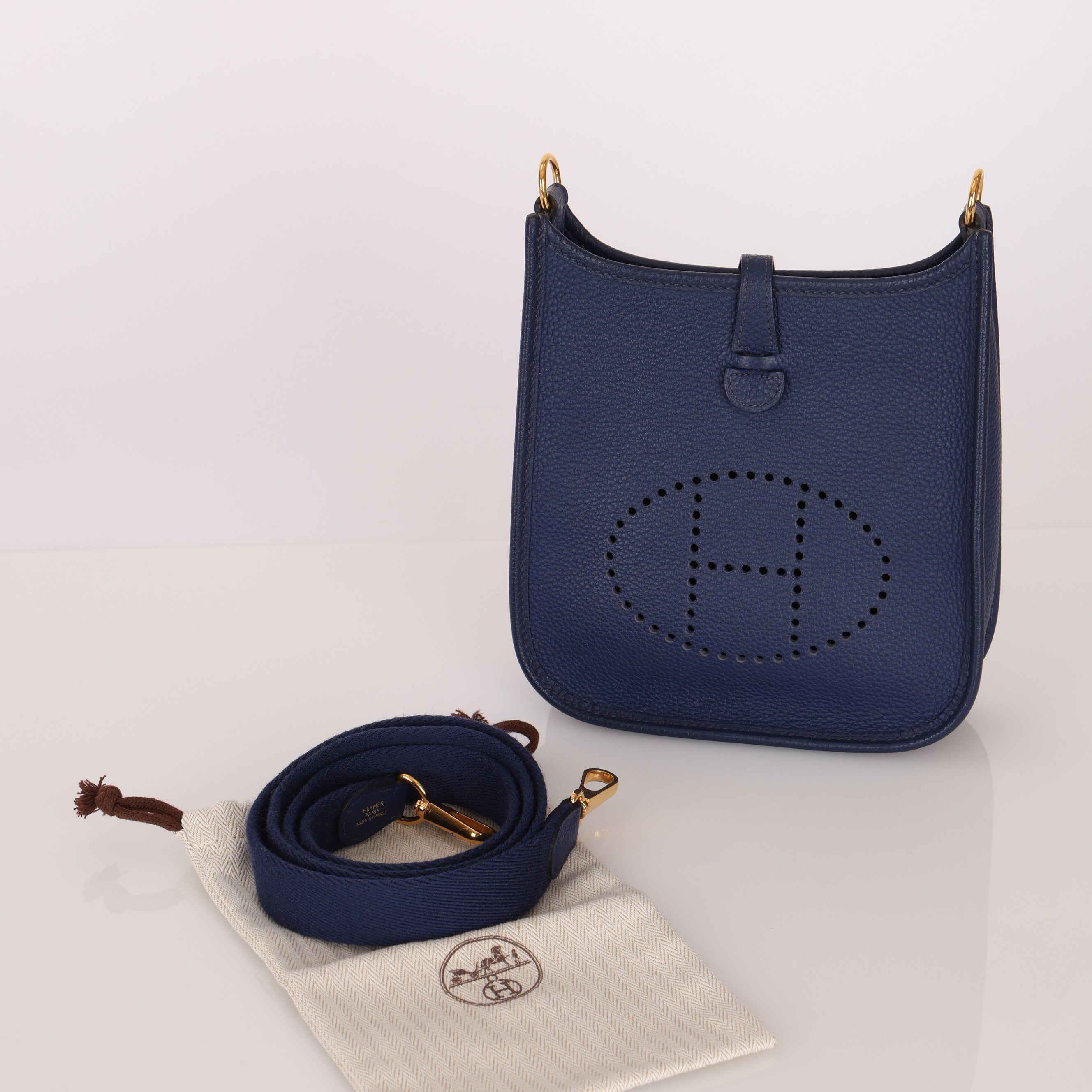 Hermès 2023 Bleu Saphir Clemence Evelyne TPM GHW