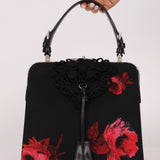 Prada Hibiscus Stamputo Tessuto Frame Handle Bag