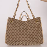 Gucci Canvas Monogram Large 1955 Horsebit Chain Tote