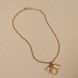 Dior Crystal Logo Charms Pendant Necklace