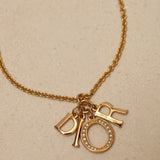 Dior Crystal Logo Charms Pendant Necklace