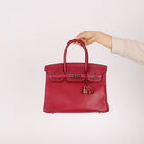 Hermès 2012 Rubis Tadelakt Ghillies Birkin 30 Retourne GHW